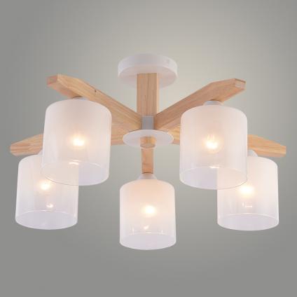 Люстра XA1690/5 WH+WOOD белый 5х60W E27 d580 h310, HN25